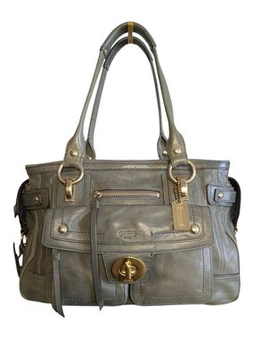 Coach 2008 Hamptons Lindsay Satchel #12475, Mineral Green/Gray - EUC!